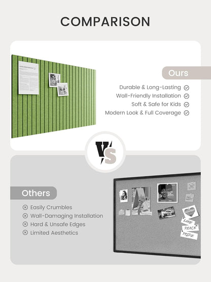 Bumusty Large Cork Board Alternative-48 x 36" Felt Bulletin Board Tiles, with 30 Pushpins, 70 Adhesive Tabs, Fine-Stripe 12-Pack, Cork Boards for Office Push Pin Board Felt Board-Oatmeal