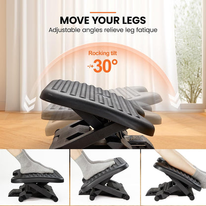 ErGear Under Desk Footrest, Adjustable Foot Rest with 3 Height Settings and 30-Degree Angle, Ergonomic Desk Foot Rest with Massage Texture, Foot and Leg Rest for Home & Office
