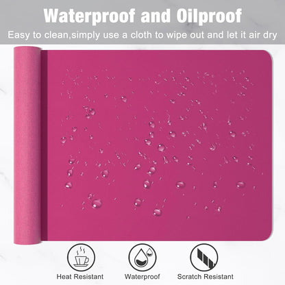 Hsurbtra Desk Pad, 23.6" x 13.8" PU Leather Desk Mat, M Extended Mouse Pad, Waterproof Desktop Blotter Protector, Non-Slip Ultra Thin Small Laptop Keyboard Writing Mat for Office Home, Pink