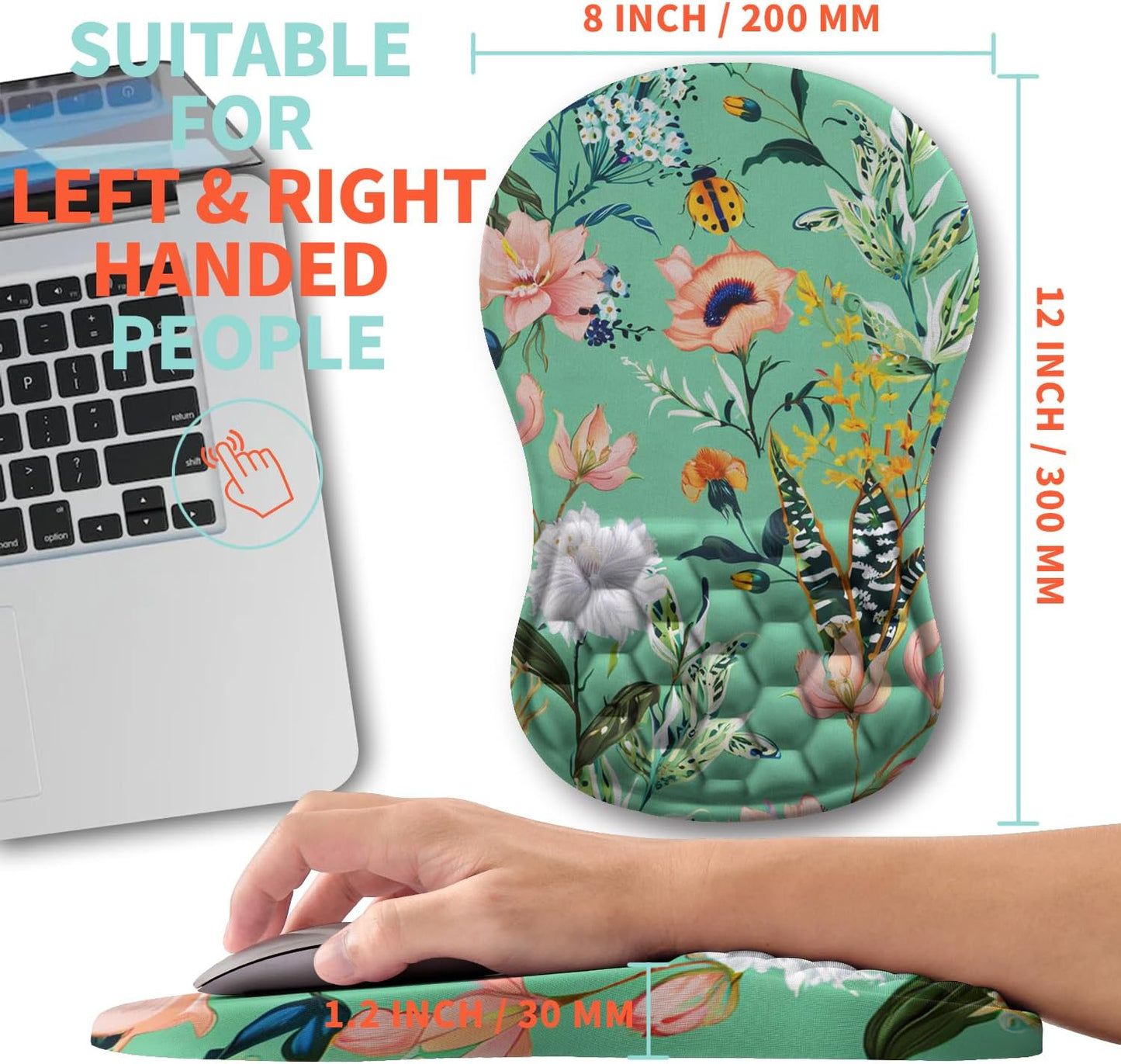 Ergonomic Mouse Pad Wrist Support with Memory Foam Massage Bulge, Carpal Tunnel Pain Relief Mousepad Wrist Rest for Mouse(12x8 inch, Silver Gray Light Purple)