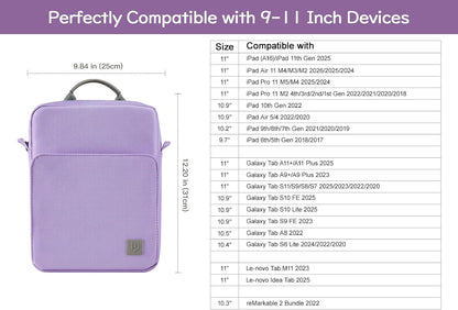 Dadanism 9-11 Inch Tablet Sleeve Bag Carrying Case with Shoulder Strap for iPad (A16) 11", iPad 10th Gen 10.9", iPad Air M4/Pro M5 11", iPad 9/8/7th 10.2", Galaxy Tab A11+ Plus 11", Cloudy Pink