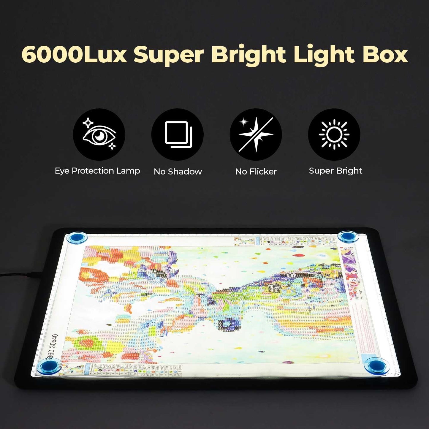 Heanolier A4 LED Copy Board Light Tracing Box,Super Bright Magnetic Light pad with Side physical Buttons,Adjustable Corded Light Table for Tattoo Transferring,Drawing, Light Board for Diamond Painting