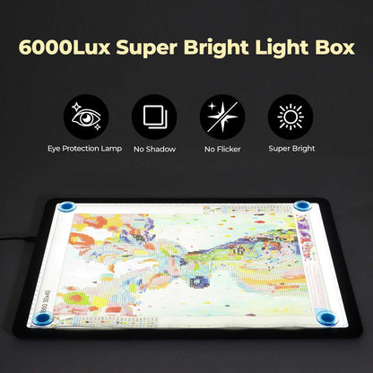 Heanolier A4 LED Copy Board Light Tracing Box,Super Bright Magnetic Light pad with Side physical Buttons,Adjustable Corded Light Table for Tattoo Transferring,Drawing, Light Board for Diamond Painting