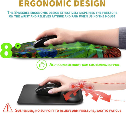 Hokafenle Ergonomic Mouse Pad Wrist Support with Massage Design, Wrist Rest Pain Relief Mousepad with Memory Foam&Non-Slip PU Base, Mouse Pads for Wireless Mouse & Desk (12x8 inch,Black)