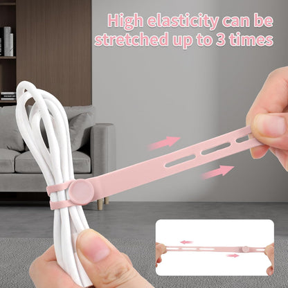 Oligei 25 Pcs Silicone Cable Ties, Cable Ties Reusable, High Elasticity Cord Wraps for Electrical Cords, Cord Organizer for Earphone, Phone Charger(Black)