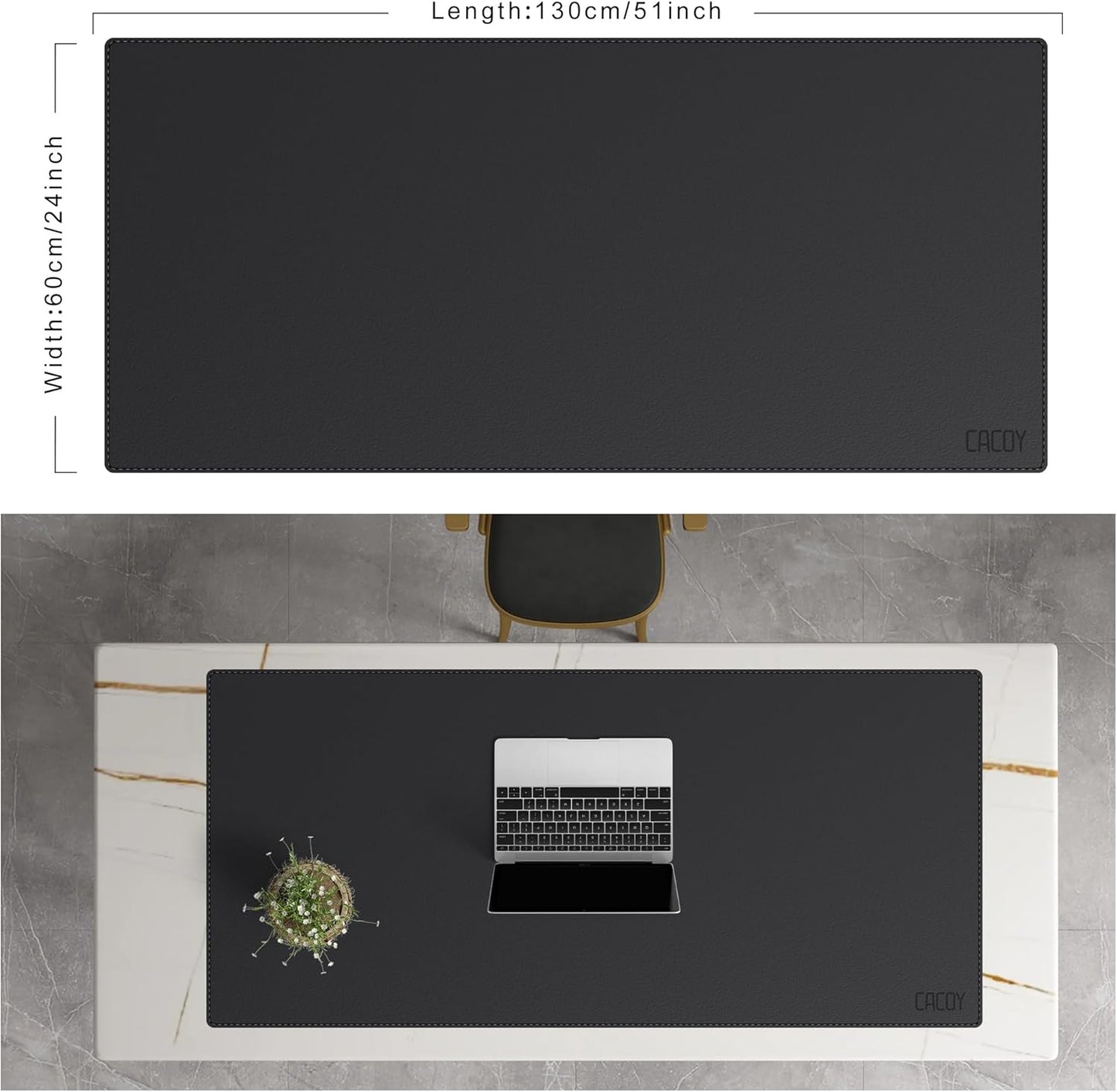 Cacoy 36" x 20" Leather Desk Mat for Home Office, Extra Large PU Leather Desk Pad Blotters, Waterproof Computer Keyboard Mat, Extended Gaming Mouse Pad, Desk Protector for Desktop and PC Laptop, Black