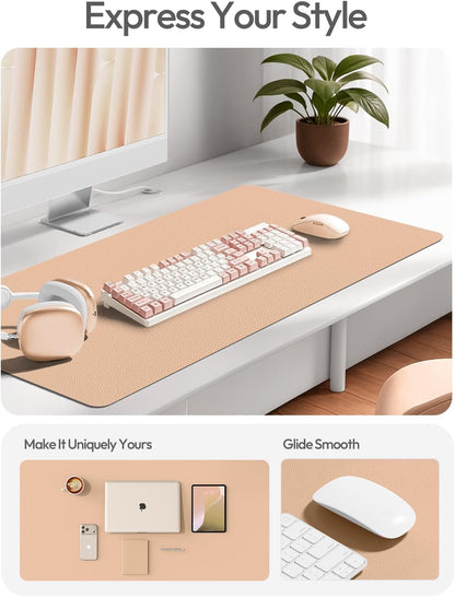 YSAGi Leather Desk Pad Protector, Large Mouse Pad, Non-Slip PU Leather Desk Blotter, Waterproof Writing Pad for Office and Home (31.5" x 15.8", Eggshell) - Colors B