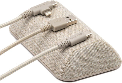 Smartish® Magnetic Cord Holder - Cable Wrangler Organizer with Magnet Clips for Charger Management on Desktop, Nightstand for USB-C + Lightning - Lightly Toasted Beige