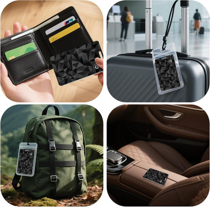 Wallet Tracker Card, Slim Rechargeable Bluetooth Item Locator, Smart Finder Compatible with Apple Find My for Wallet, Luggage, Passport, IP68 Waterproof (iOS Only) (Carbon Fiber Black)