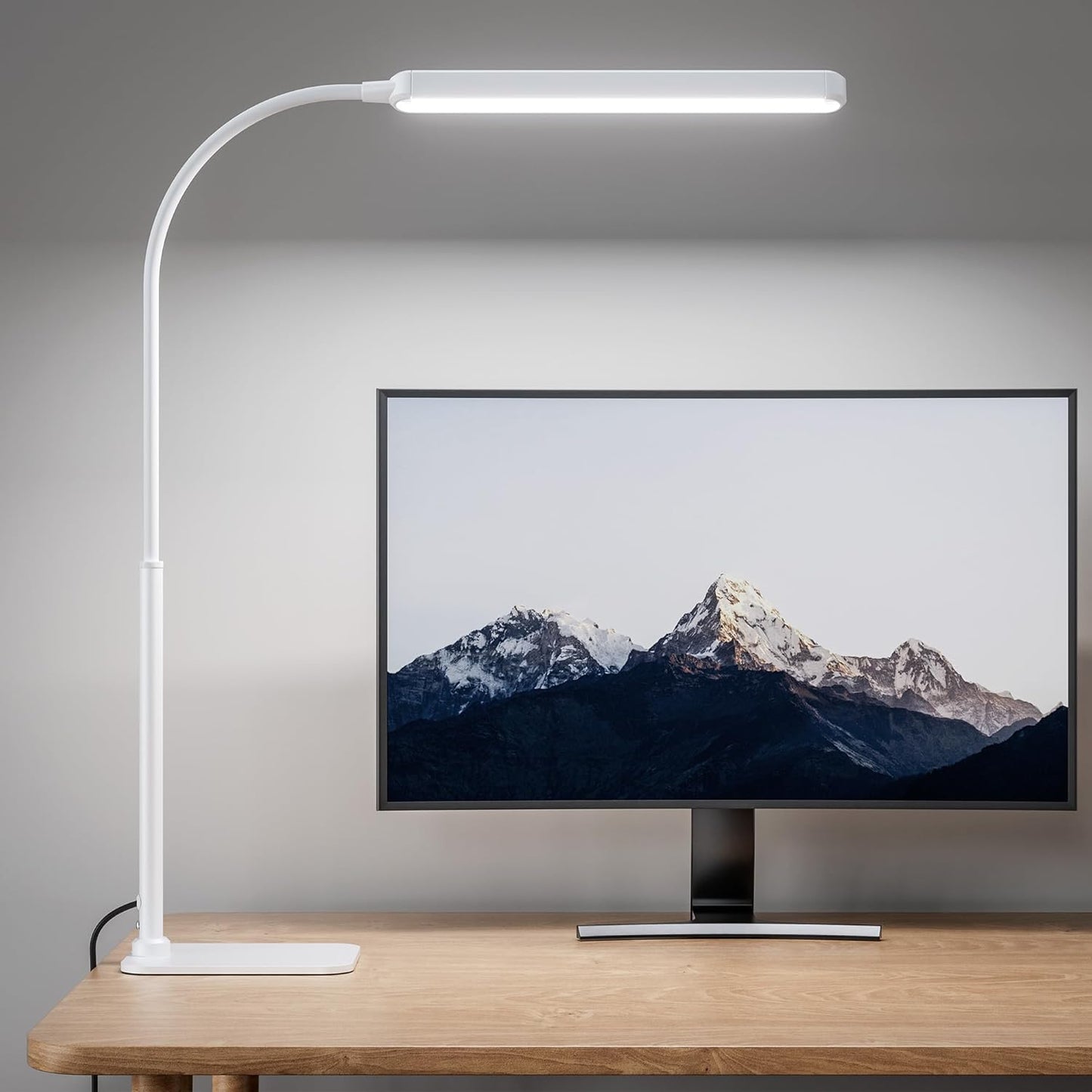 SUPERDANNY Eye-Caring LED Desk Lamp 360° Flexible Gooseneck Work Lamp with Desk Side Clamp Touch Control 3 Light Colors Smooth Dimming Task Lighting Reading Light for Home Office College Dorm, Black