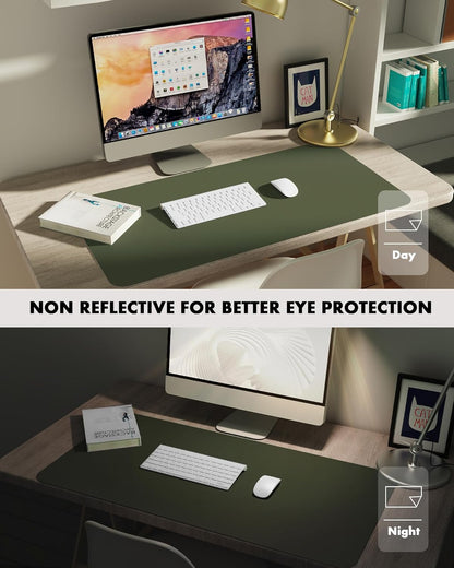 YSAGi Double-Sided Desk Pad, 31.5"x15.7"Leather Desk Mat, Eco Cork Desk Pad Protector,Large Mouse Pad,Waterproof Desk Blotter for Office/Home(Coffee)