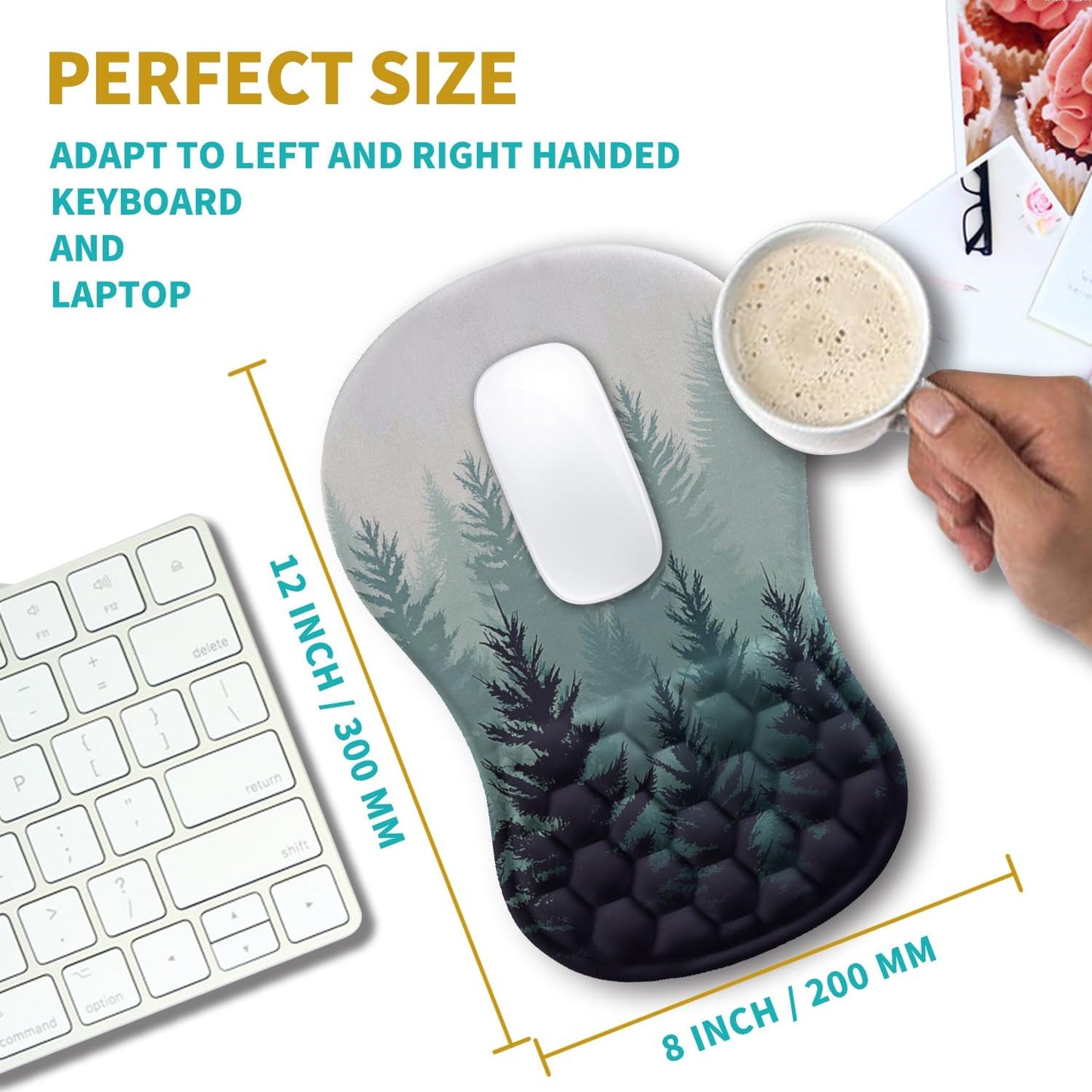 Hokafenle Ergonomic Mouse Pad Wrist Support, Wrist Rest Mousepad for Carpal Tunnel Pain Relief with Integrated Memory Foam Slope Massage Bulge (11.8x7.9 inch,Topographic Contour)