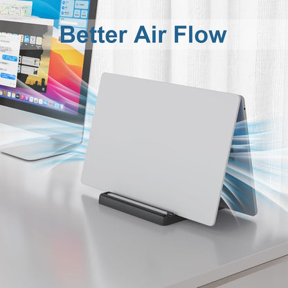 Vertical Laptop Stand Holder - Adjustable ABS Plastic Laptop Holder Vertical, Space-Saving 4 in 1 Compatible with All MacBook Pro Air, Mac, HP, Dell, Microsoft Surface (Black)