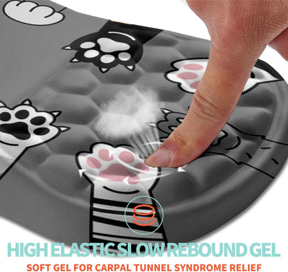 Ergonomic Mouse Pad Wrist Support with Memory Foam Massage Bulge, Carpal Tunnel Pain Relief Mousepad Wrist Rest for Mouse(12x8 inch, Silver Gray Light Purple)