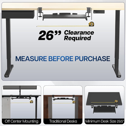 VIVO Large Keyboard Tray Under Desk Pull Out with Extra Sturdy C Clamp Mount System, 27 (33 Including Clamps) x 11 Inch Slide-Out Platform Computer Drawer for Typing, Black, MOUNT-KB05E