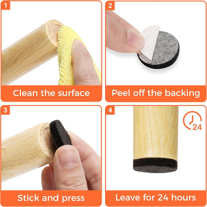Felt Furniture Pads, Non Slip Self Adhesive Cuttable Felt Tape Black Heavy Duty Felts Strip Roll for Protecting Hardwood Floors Chair Wall Protector (40 x 5 x 0.12 Inch)