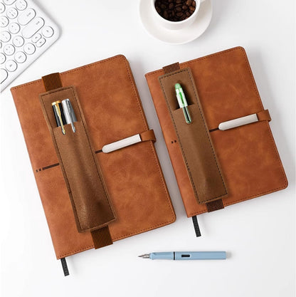 Tokusatsu 2 Pack Adjustable Elastic Pen Holder for Notebook, PU Leather Pencil Pouch with Stretchable Band, Fits Journals, Binders, Planners, Books, Portable Pen Sleeve Pouch, Off-White