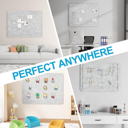 Large Felt Bulletin Board for Wall, 24"x18" Frameless Picture Board, Soft Felt Cork Board for Office, Home Planning & Office Wall Decor, Easy Install Pin Board