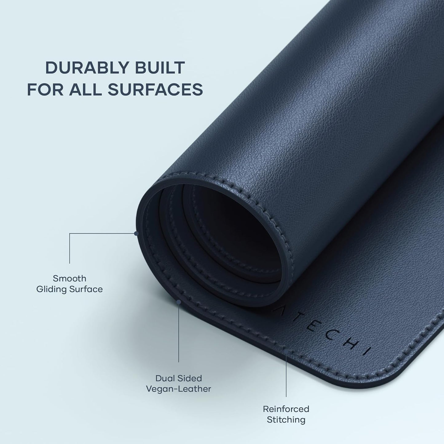 Satechi Vegan Leather Desk Mat, Large Mouse Pad Scratch and Water Resistant, Easy to Clean, Desk Pad for Office and Home, 26.8” x 12.4” x 0.1” - Black