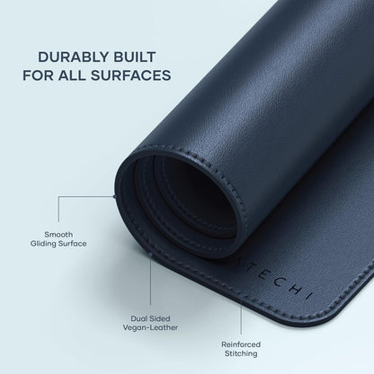 Satechi Vegan Leather Desk Mat, Large Mouse Pad Scratch and Water Resistant, Easy to Clean, Desk Pad for Office and Home, 26.8” x 12.4” x 0.1” - Black