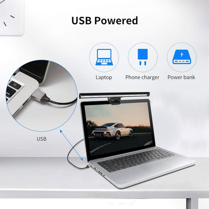 Wodgreat Laptop Monitor Lamp, LED Screen Light Bar, Adjustable Brightness & Color Temperature, Eye-Care Tablet Lamp for Keyboard, No Screen Glare, Space Saving, USB Powered, for Laptop Only