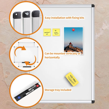 VIZ-PRO Magnetic Dry Erase Board, 24 X 18 Inches, Silver Aluminium Frame