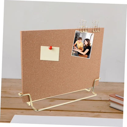 STOBOK 12X8.66 Inch Cork Board with Stand and Frame Small Desktop Bulletin Board for Office Message Photo Display Reusable Pin