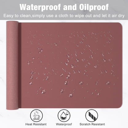 Hsurbtra Desk Pad, 23.6" x 13.8" PU Leather Desk Mat, M Extended Mouse Pad, Waterproof Desktop Blotter Protector, Non-Slip Ultra Thin Small Laptop Keyboard Writing Mat for Office Home, Pink