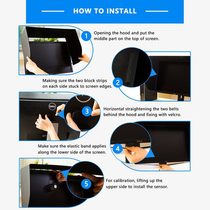 20E 19~20 inch LCD LED Video Monitor Hood Sunshade Sunhood for Dell HP Viewsonic Philips Samsung LG EIZO NEC ASUS ACER BENQ AOC Lenovo, Fits Monitor Frame Width 455-480mm