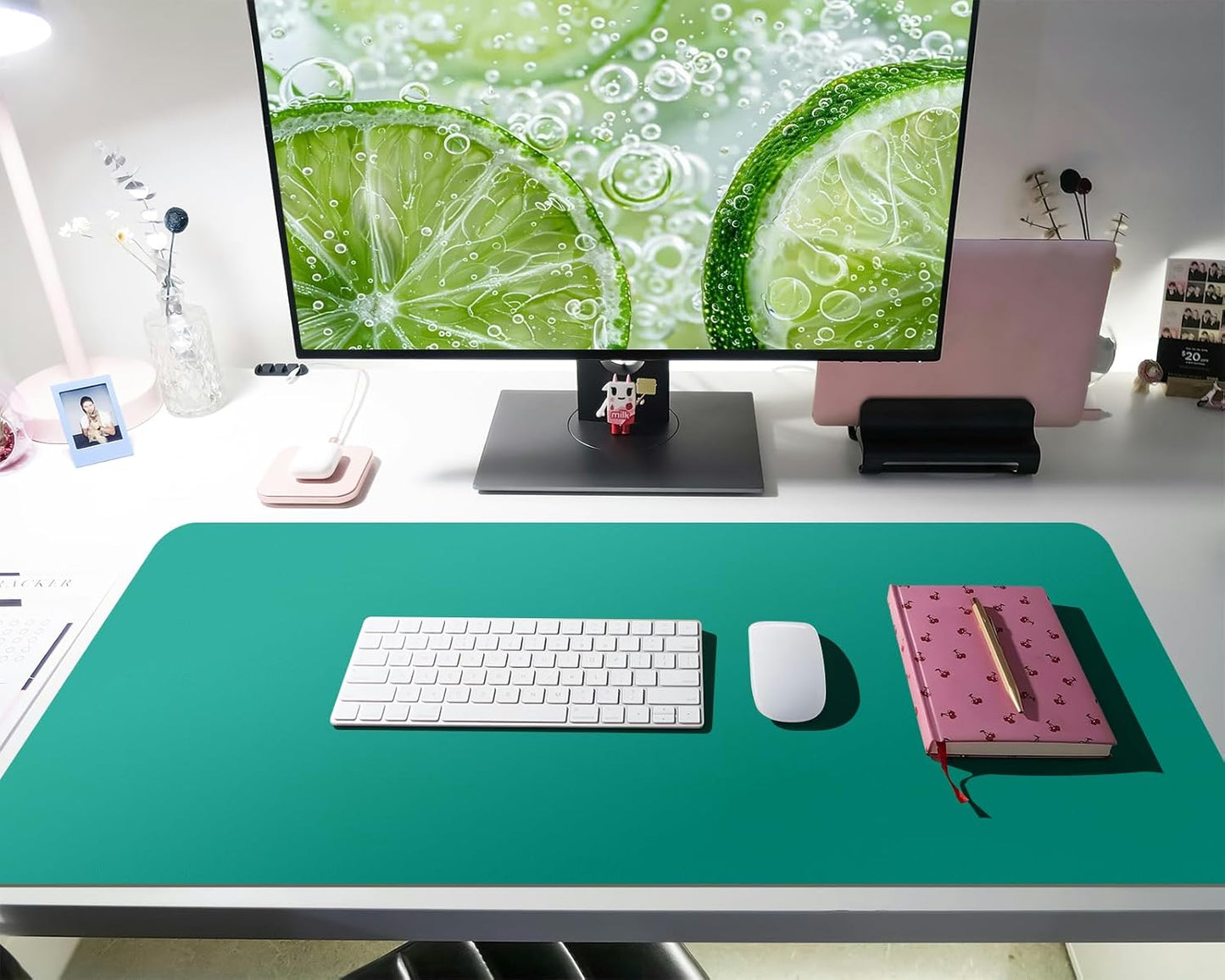 Bloss Leather Desk Pad and Keyboard Wrist Rest, Large Mouse Pad + Keyboard Pad+Mouse Wrist Support, Non-Slip Desk Mat Protector for Office, Home(31.5×15.7 Inches,Beige) - Colors A