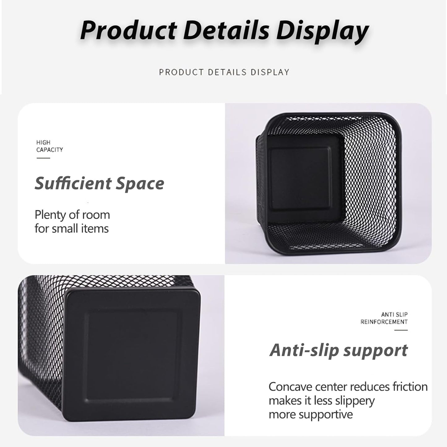 Pen Holders 2 Pack Square Pencil Containers Metal Mesh Desk Pencil Cups Utensil Holders for Kitchen Desktop Organizers for Makeup Brushes