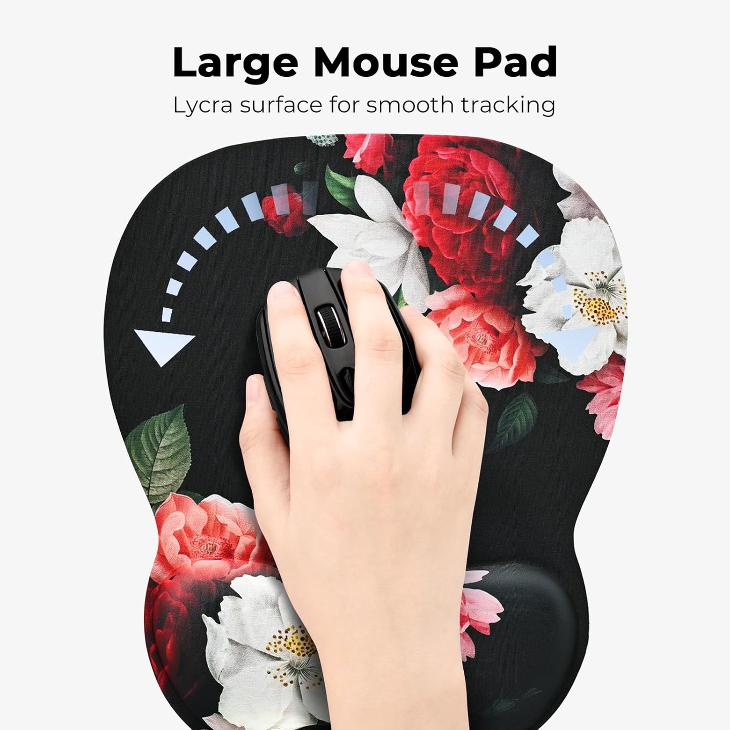 EooCoo Ergonomic Mouse Pad with Wrist Support, Mousepad with Memory Foam Wrist Rest and Non-Slip Base for Computer, Cafe, Home & Office, 9.64 x 8.26 in Office Desk Accessories