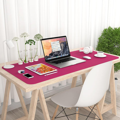 Hsurbtra Desk Pad, 23.6" x 13.8" PU Leather Desk Mat, M Extended Mouse Pad, Waterproof Desktop Blotter Protector, Non-Slip Ultra Thin Small Laptop Keyboard Writing Mat for Office Home, Pink