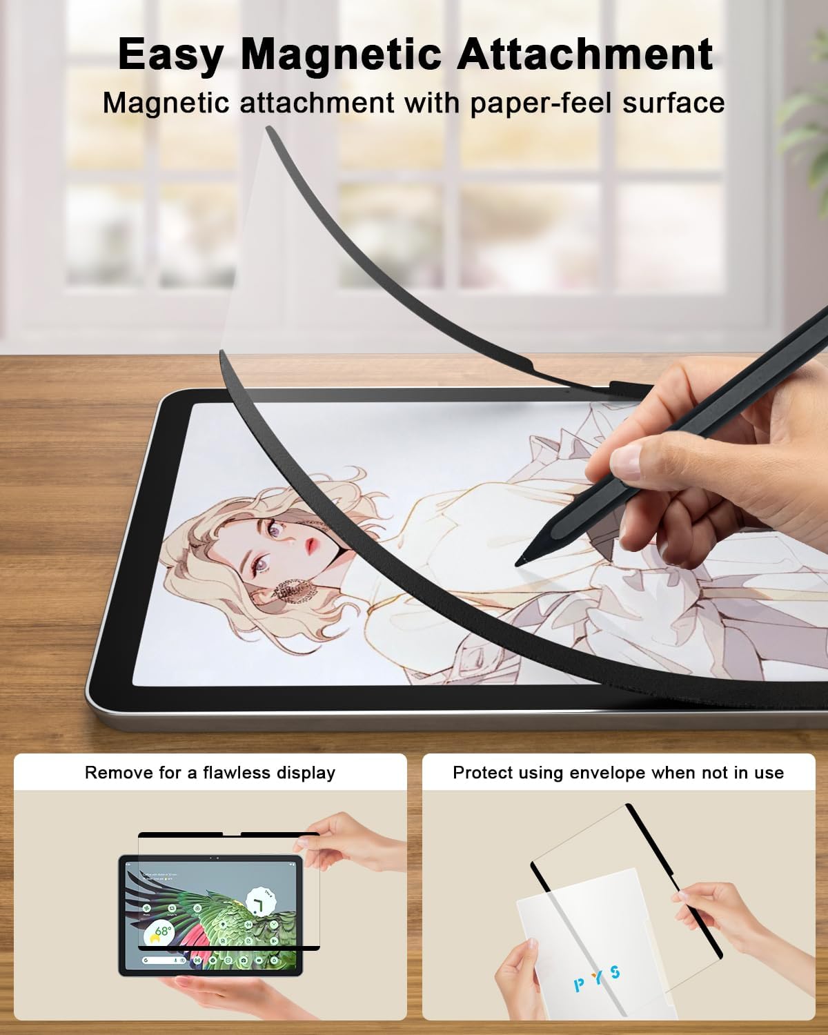 PYS Magnetic Privacy Screen for Microsoft Surface Laptop 7 13.8 Inch - Anti-Spy, Matte Finish Anti-Glare Screen Protector, Blue Light Filter, Easy Install & Detach, Scratch-Resistant