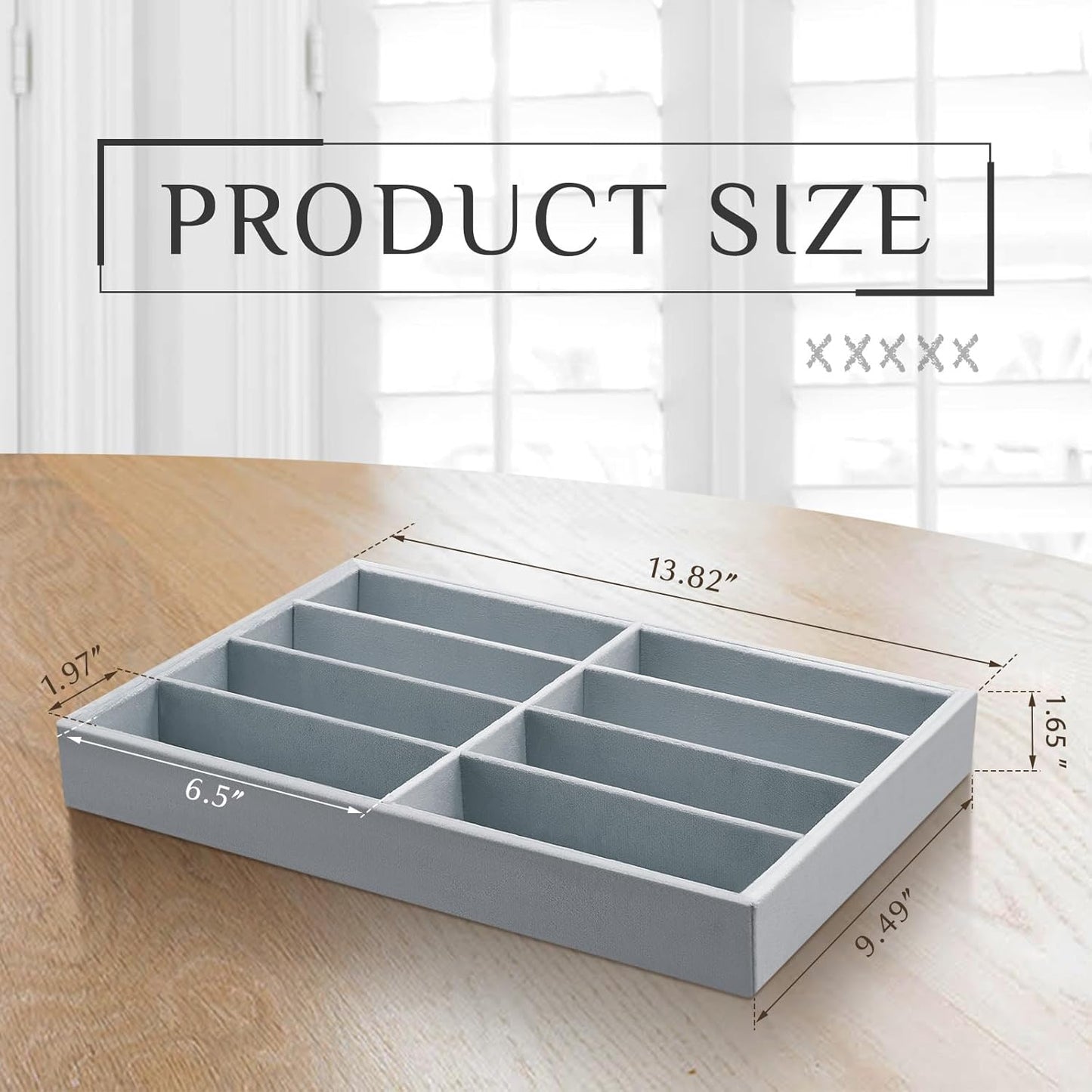 Amylove 2 Pcs Sunglass Organizer Trays Glasses Stackable Jewelry Trays Sunglass Organizer Display Box(8 Grids,Beige)