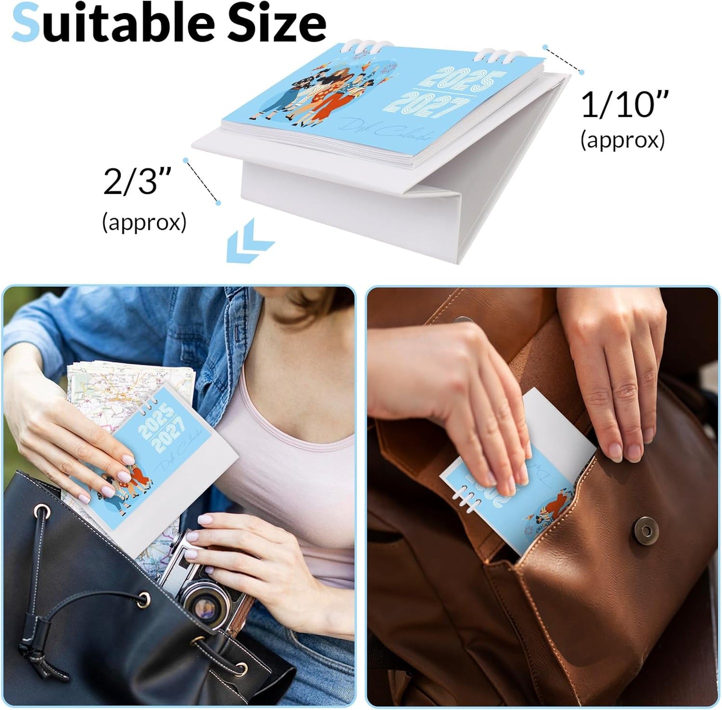 KONVINIT Small Desk Calendar 2026-2027, 6.3" x 3.1", 2026 Desk Calendar - Runs From January 2026 Until December 2027, 24 Months Mini Desktop Calendar for School, Home and Office Supplies