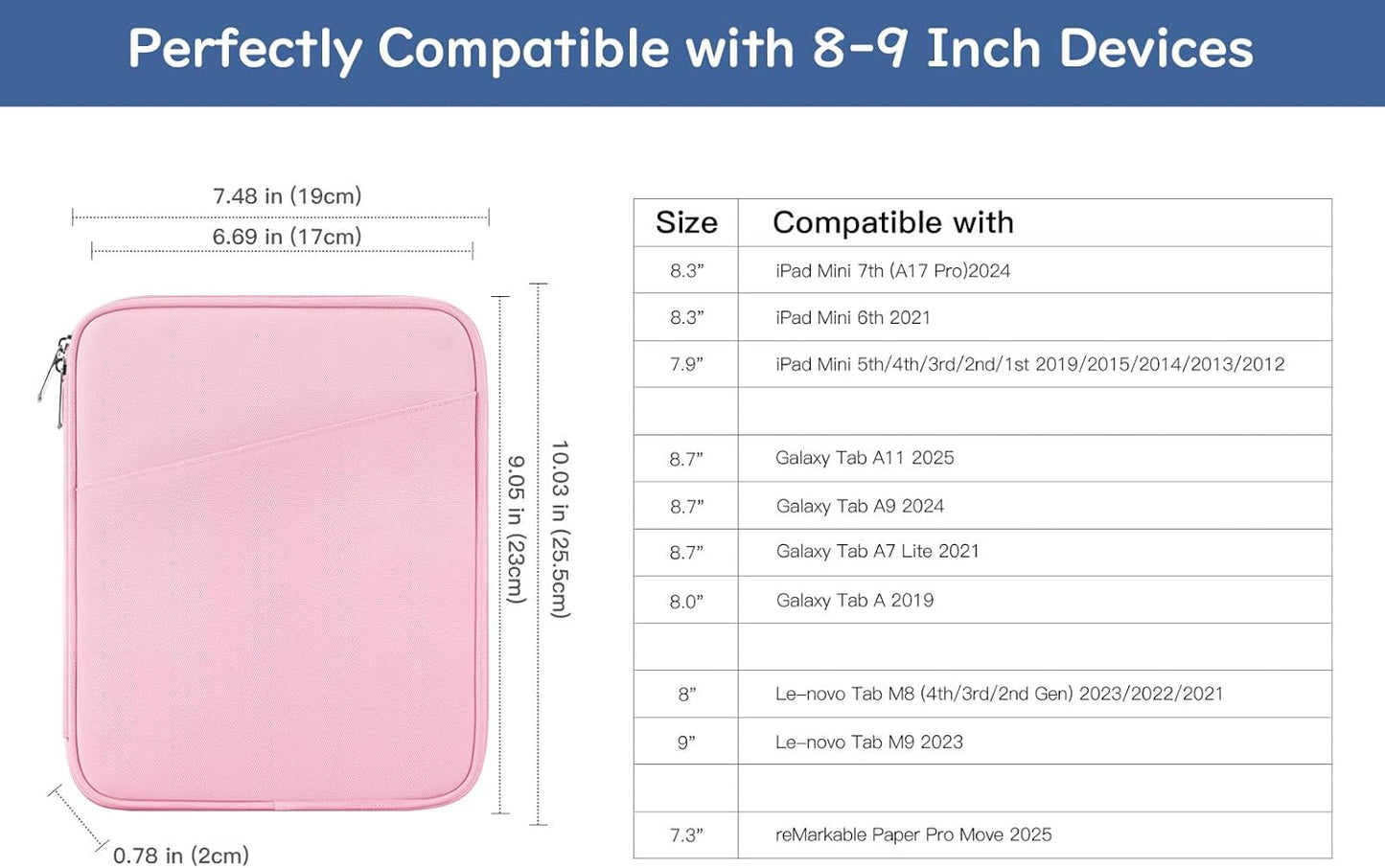 Dadanism 9-11" Tablet Sleeve Bag Carrying Case for iPad (A16) 11th Gen 11", iPad 10th Gen 10.9" Air 5/4, iPad Air M4/Pro 11", iPad 9/8/7th, Galaxy Tab A11+ Plus 11", Remarkable 2 10.3", Black