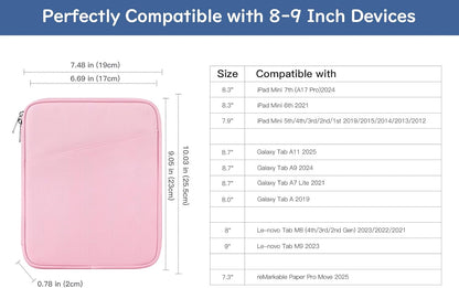 Dadanism 9-11" Tablet Sleeve Bag Carrying Case for iPad (A16) 11th Gen 11", iPad 10th Gen 10.9" Air 5/4, iPad Air M4/Pro 11", iPad 9/8/7th, Galaxy Tab A11+ Plus 11", Remarkable 2 10.3", Black