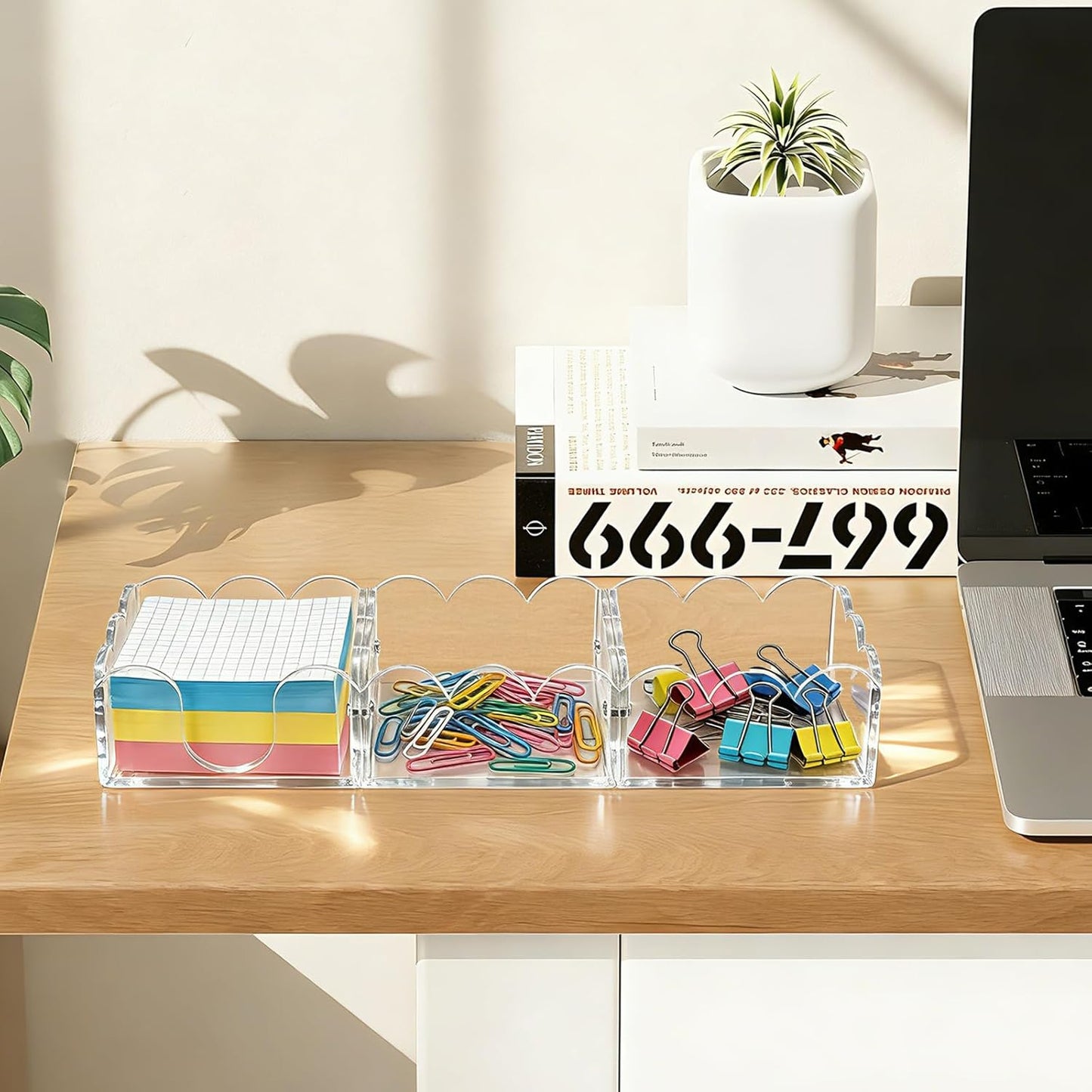 Magnetic 3-in-1 Acrylic Sticky Note Holder, 3" x 3" Post It Notes & Memo Pad Dispenser, Desk Organizer for Office, Home, School | Clear