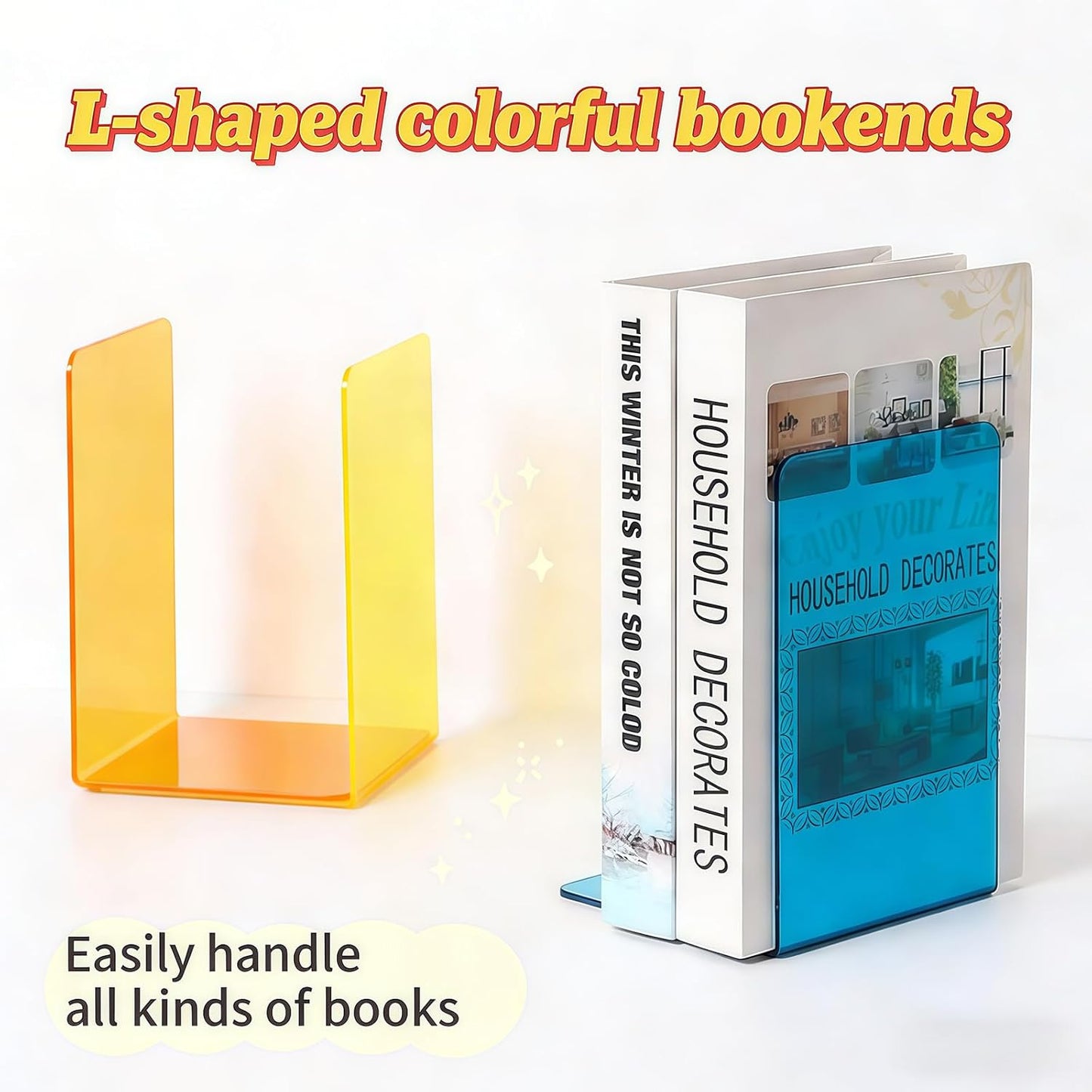 Book Stand for Display, Clear Bookends for Bookshelves, Decorative Book Holder for Music Sheets and Magazines