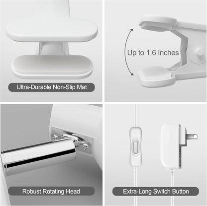 deeloop Clip on Light 5W Ultra Bright 330° Rotation Book Reading Clip on Lamp for Bed/Bedside Headboard/Table/Bunk/Desk Lighting Black