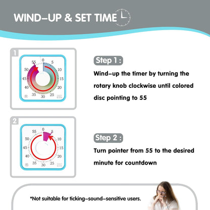 Visual Timer 7.5 inch; 60 Minute 1 Hour Countdown Timer for Kids Classroom Teaching Tool Home Office Meeting, Mechanical Countdown Clock for Exam Time Management Magnetic, Sky Blue with Colorful Disc