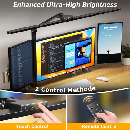 Airlonv LED Desk Lamp for Office Home, Eye-Caring Desk Light with Stepless Dimming Adjustable Flexible Gooseneck, 10W USB Adapter Desk Lamp with Clamp for Reading, Study, Workbench (Black)