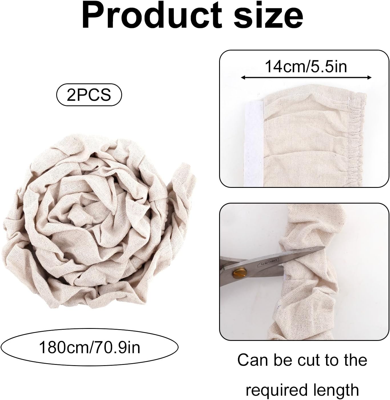 Fabric Cord Cover, 180x14cm/70.9x5.5in Linen Cable Sleeve for Chandelier Chain Lamp Wires TV Cords & Home Cable Management