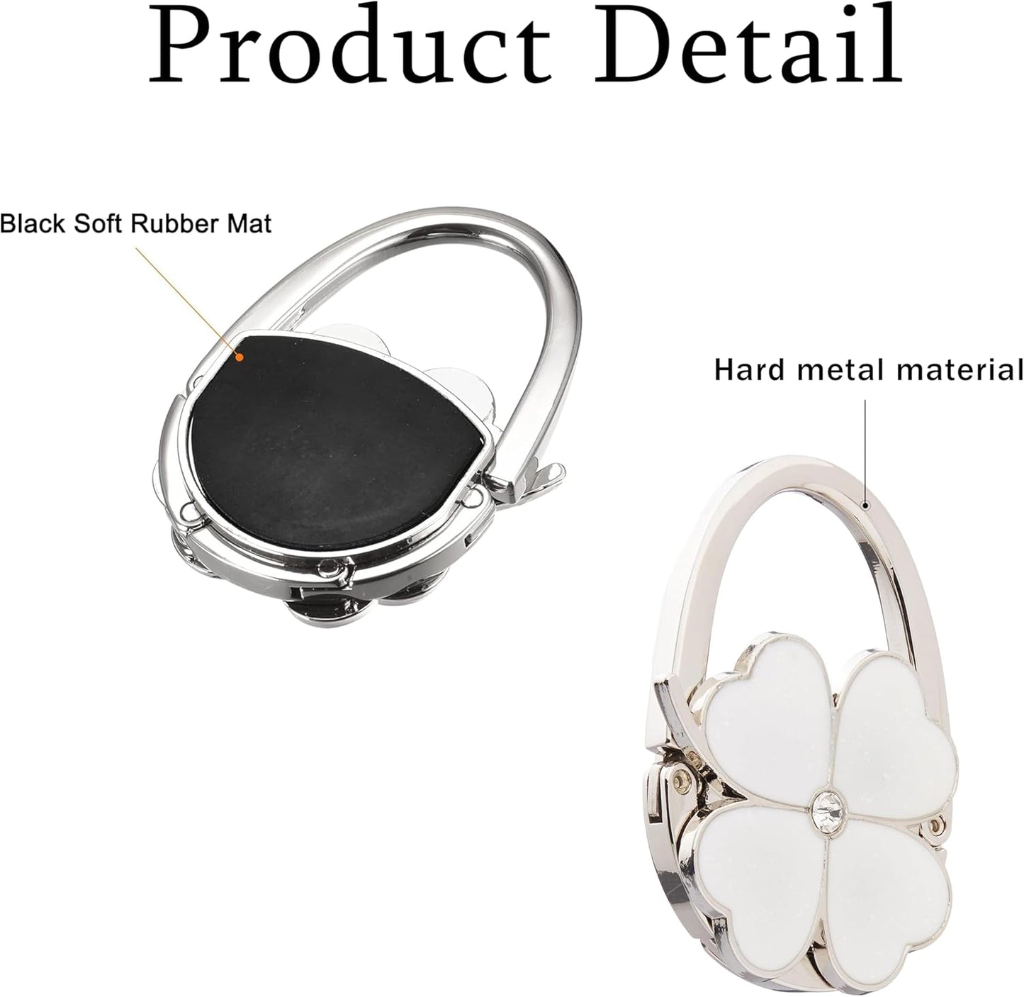 Purse Hook for Table, Clover Design Foldable Purse Holder for Table, Portable Bag Holder - Folding Handbag Hanger | Hangs Almost Anywhere(White)