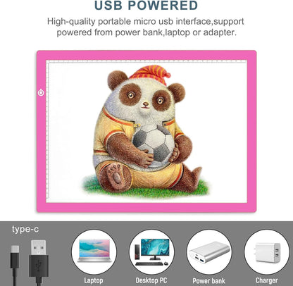 LitEnergy A3 Copy Light Board Tracing Box, Ultra-Thin Adjustable Drawing Tablet USB Power Artcraft LED Tracer Pad for Diamond Art Painting Accessories, Streaming, Sketching, Animation, Stenciling