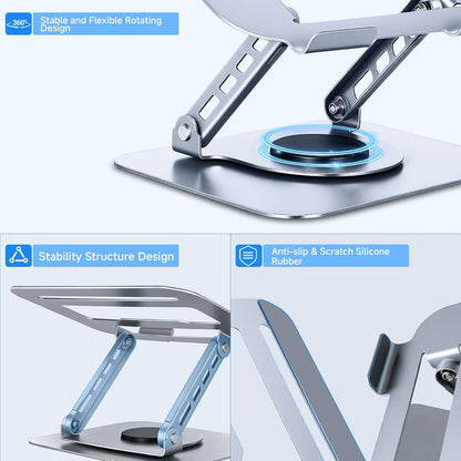 Leeboom Laptop Stand for Desk, Ergonomic Adjustable Aluminum Foldable Portable Computer Stand, Lecterns & Podiums, Fits 10-15.6" MacBook Air Pro HP Lenovo Dell Laptops & Tablets(Silver)