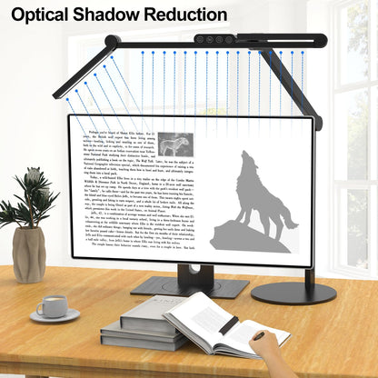 Micomlan Architect Desk Lamp for Home Office, 24W Adjustable Led Desk Light with Remote, 1500LM Bright Dimmable Computer Table Light Rotatable Office Lamp with Base for Cafting Monitor