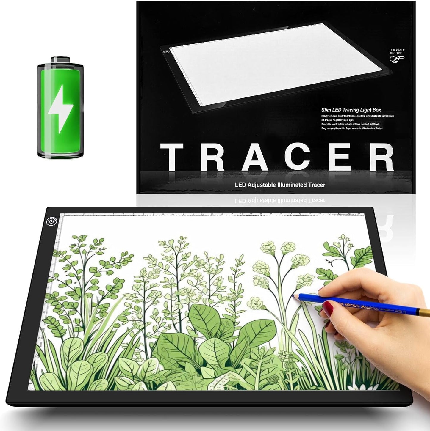 ME456 A4 LED Light Box 9x12 Inch Light Pad Only 5mm Ultra-Thin USB Power Light Table for Tracing, Tattoo Transferring, Drawing, Streaming, Sketching, Animation, Stenciling, Diamond Art Painting