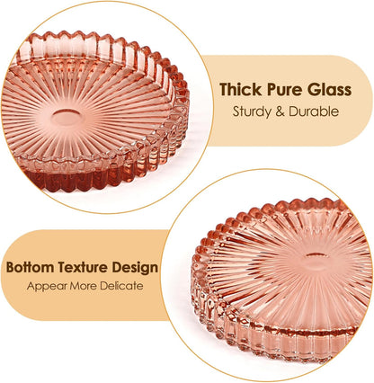 Modern Clear Coasters Set of 5- Glass Cute Coasters for Drinks Crystal Coaster Round Chic Cup Mat Cute Coffee Table Coaster for Kitchen, Bar, Dining Room, Living Room, Patio(Amber)